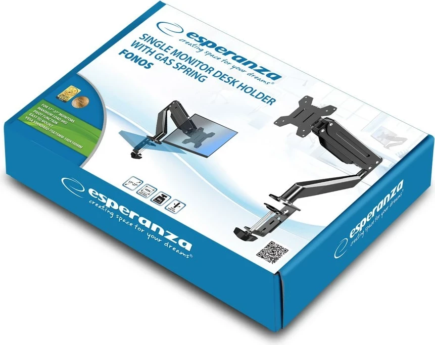 Nosilec za monitor 17–27", Esperanza ERW019, črn