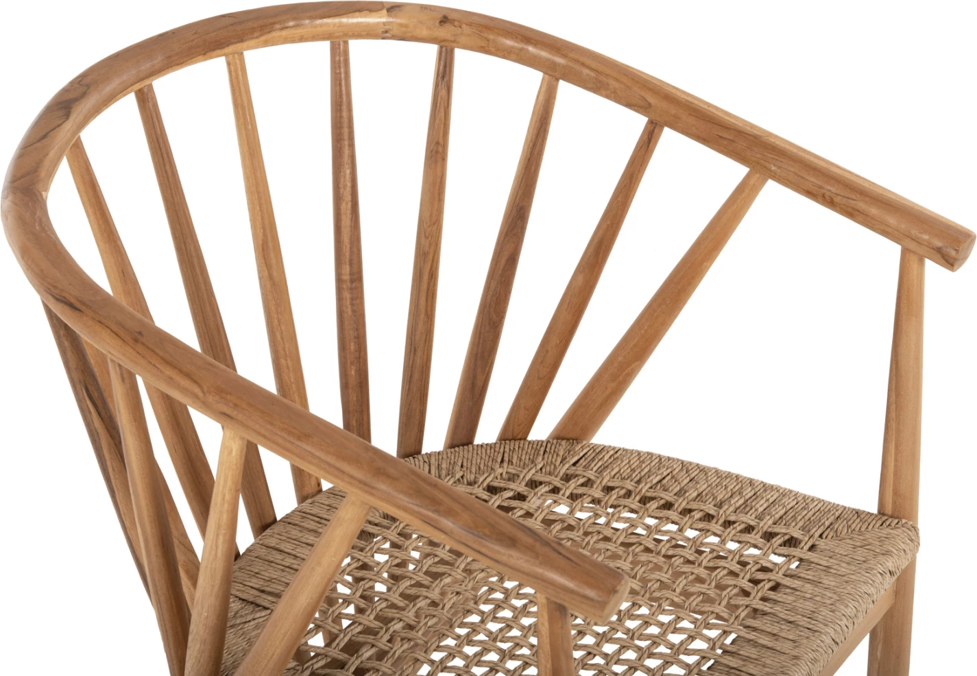 Fotelj iz tikovine in sintetične vrvi v naravni barvi 60x63x82H cm