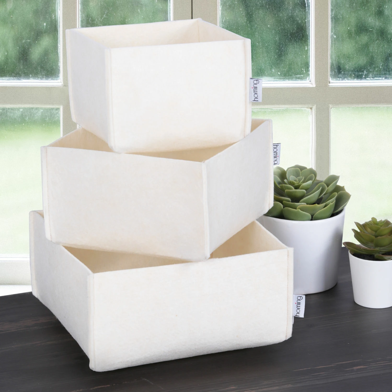 Set namiznih organizatorjev iz filca, krem, 3 kosi, Aberto Design HMY-6268