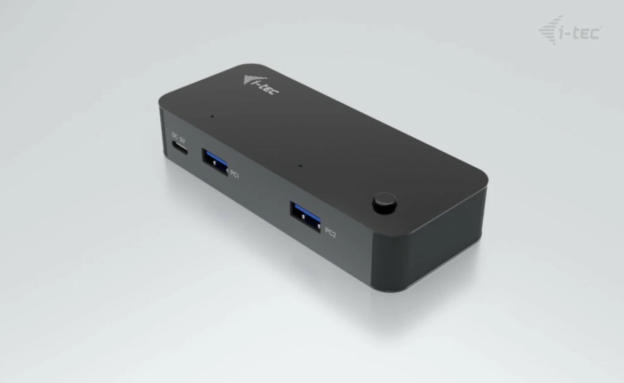 Universalni KVM hub, i-tec CAKVMHUB2A2C, 2x USB-C, 2x USB-A 3.0, črn