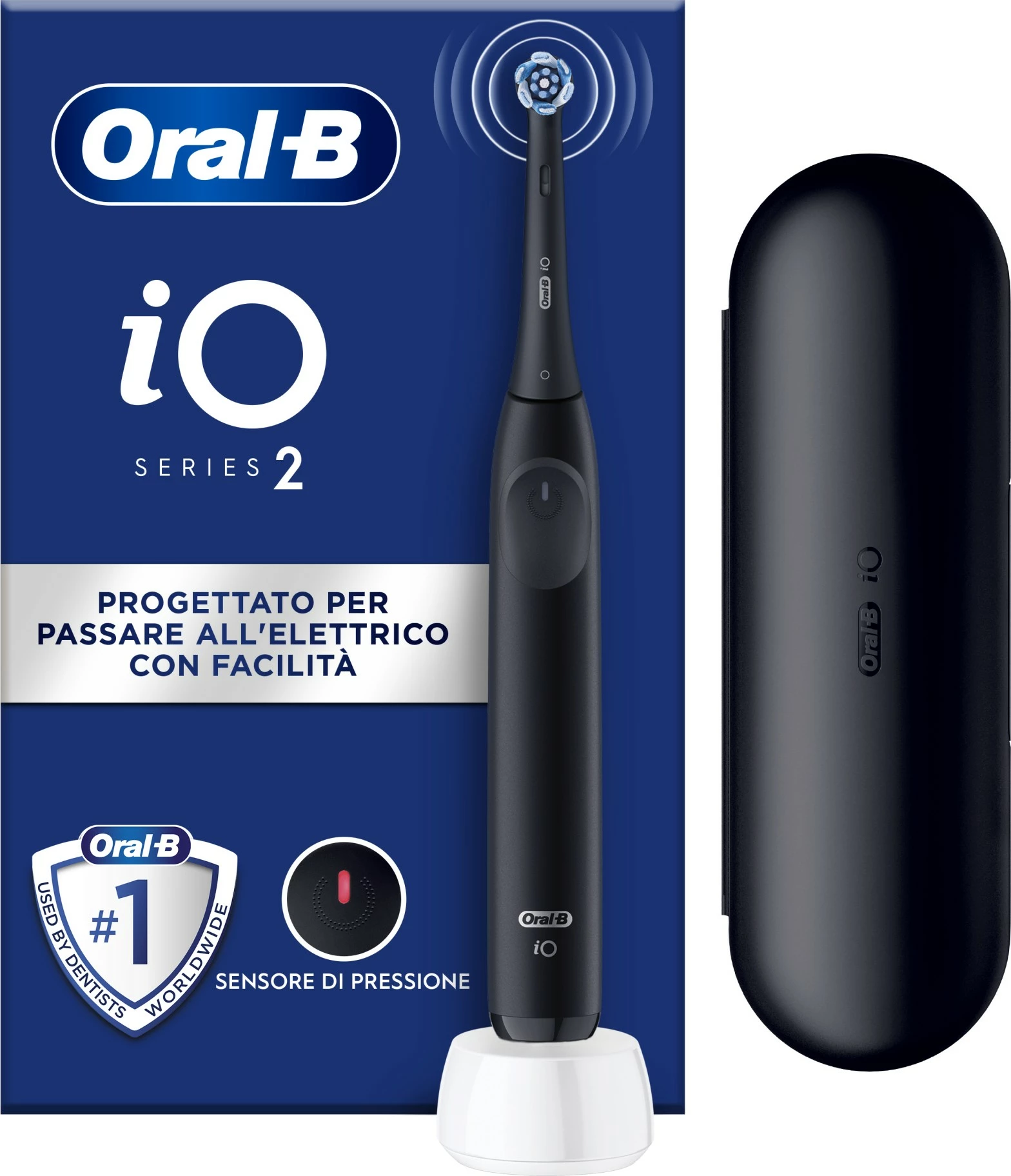 Električna zobna ščetka Oral-B iO Series 2, Night Black, 3 načini čiščenja, potovalna škatla