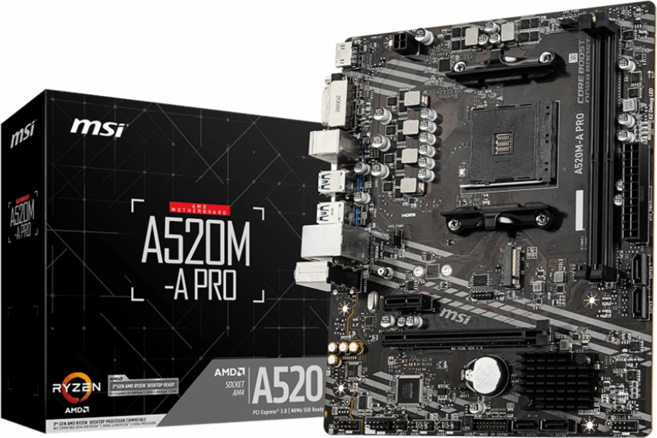 Plošča MSI A520M-A PRO, Socket AM4, 64 GB, micro ATX