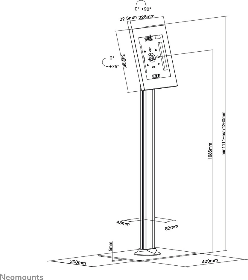 Držalo za tablični računalnik Newstar Neomounts FL15-650WH1, 9,7–11 palcev, belo