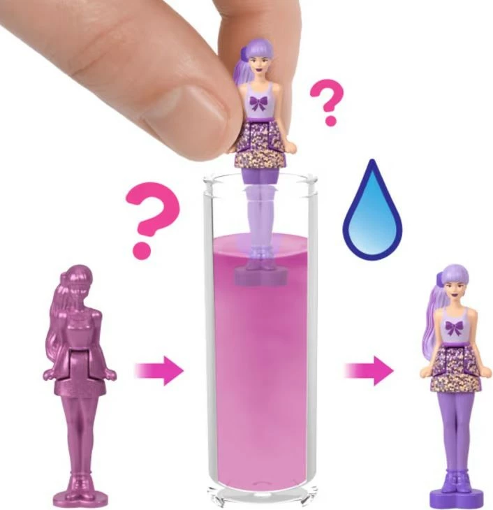 Mini Barbie z učinkom Color Reveal, Mattel Mini BarbieLand HYF28, 3,8 cm, plastika