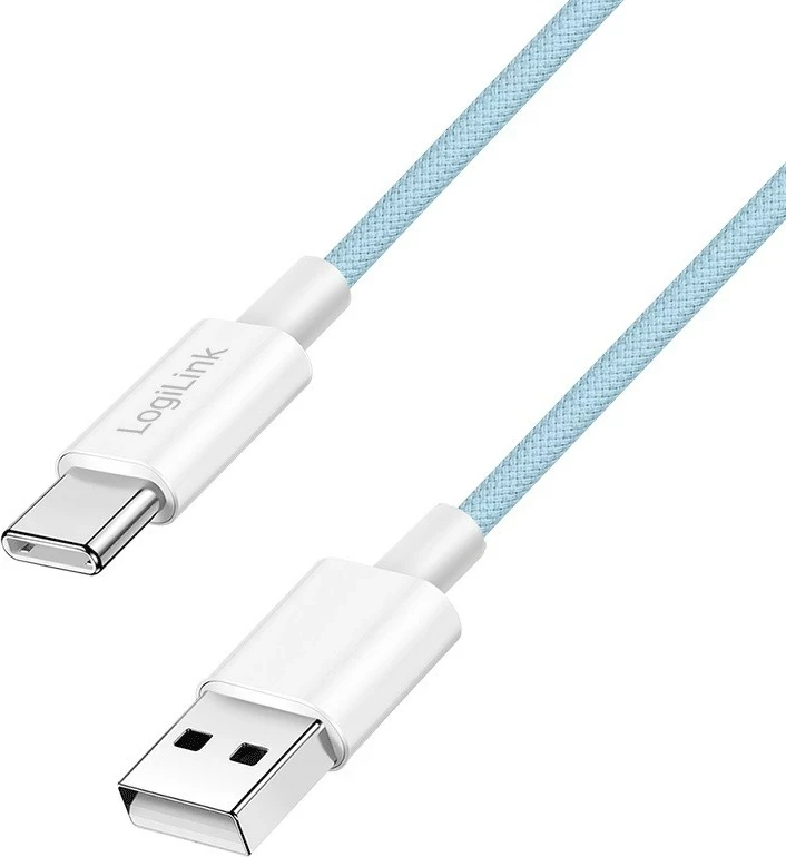 USB-A na USB-C kabel 0,5 m, najlon, moder, LogiLink