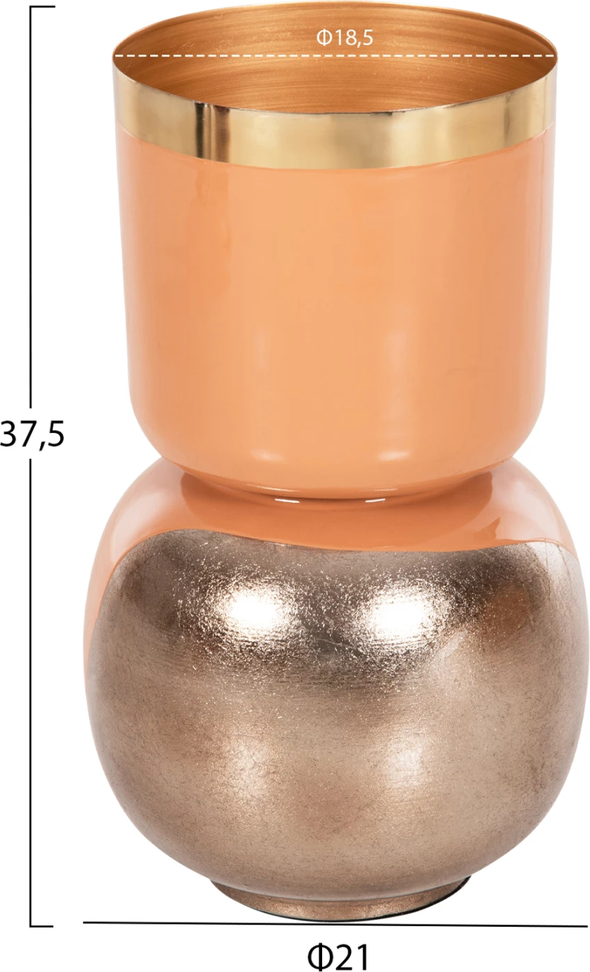Vaza za mizo LINGON FH4233.02 kovinska v lososovo-brušeni srebrni barvi Φ21x37,5Hcm