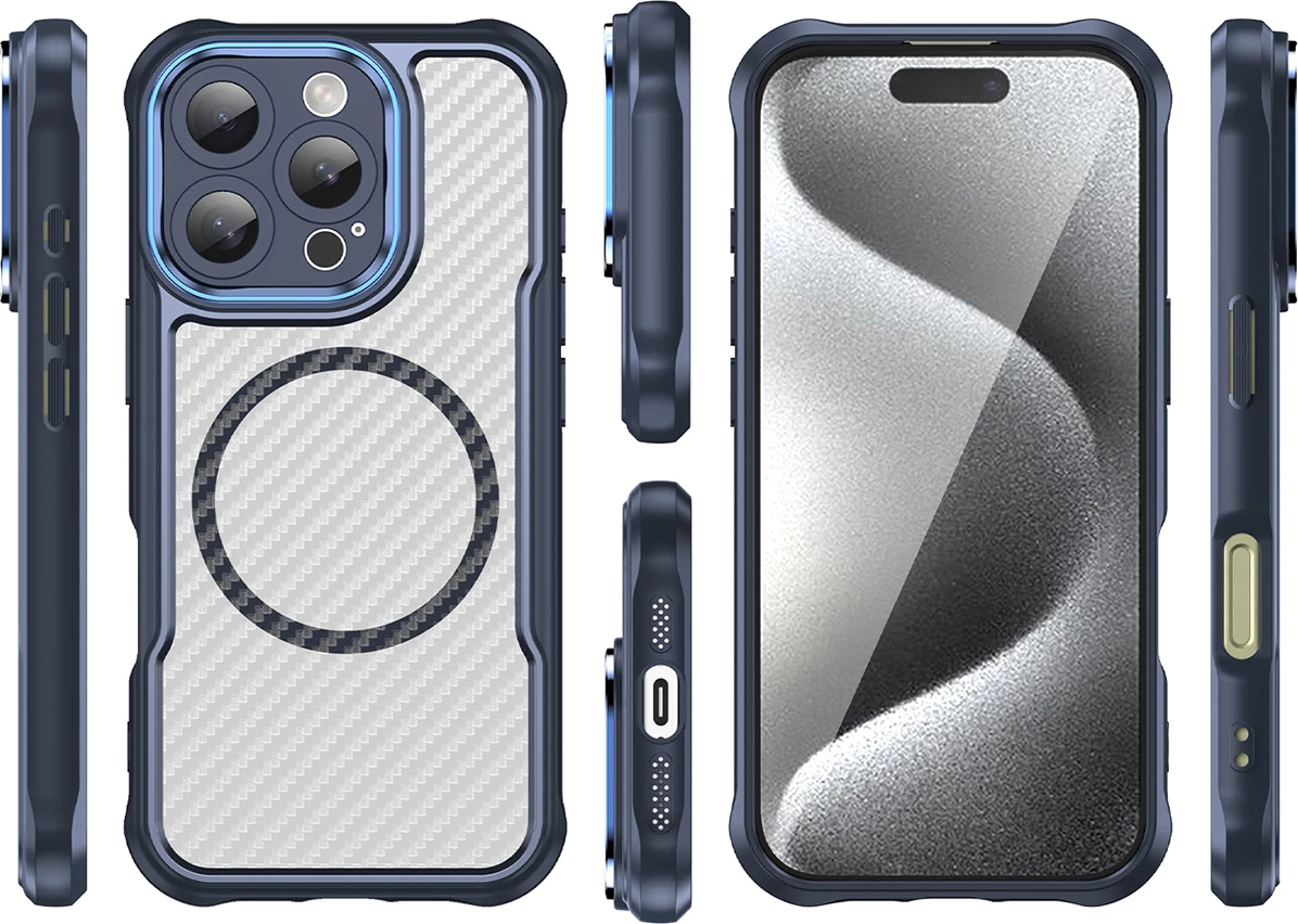 Ovitek za telefon MagSafe za iPhone 16 Pro, TPU, moder — Hurtel Leading Series