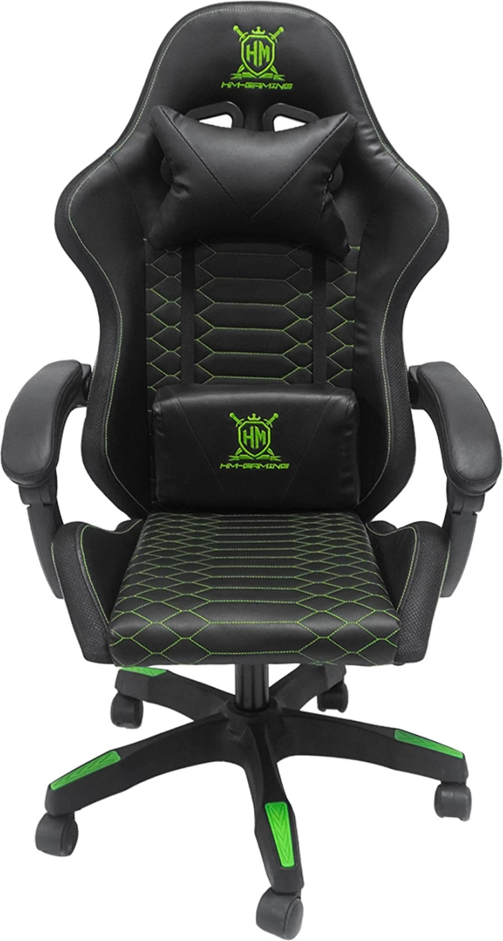 GAMING naslanjač LOOT FH1204 črno-zelena PVC in najlon 51x49x125Hcm