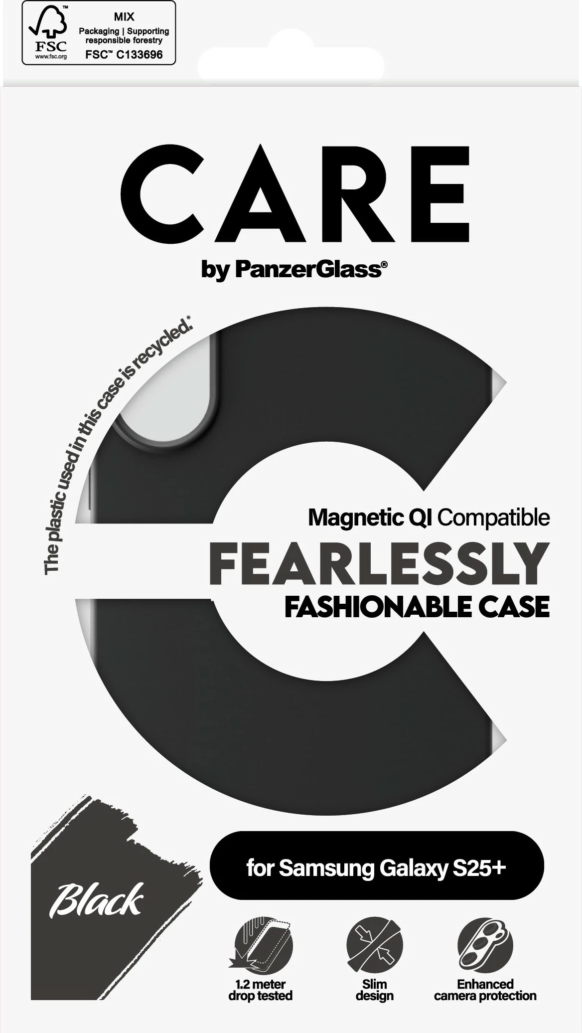 Zaščitni ovoj PanzerGlass CARE za Samsung Galaxy S25 Plus, silikon, črn