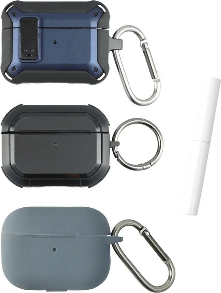 Zaščitni ovoj za AirPods Pro 2/3, set 3 kosov (4smarts Alpha), modra, siva, črna
