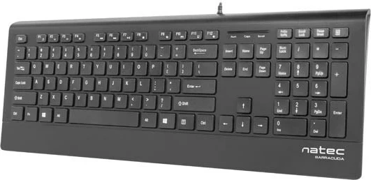 Multimedijski tanek naslonski tipkovnica Natec BARRACUDA, USB, 104 tipke, črn