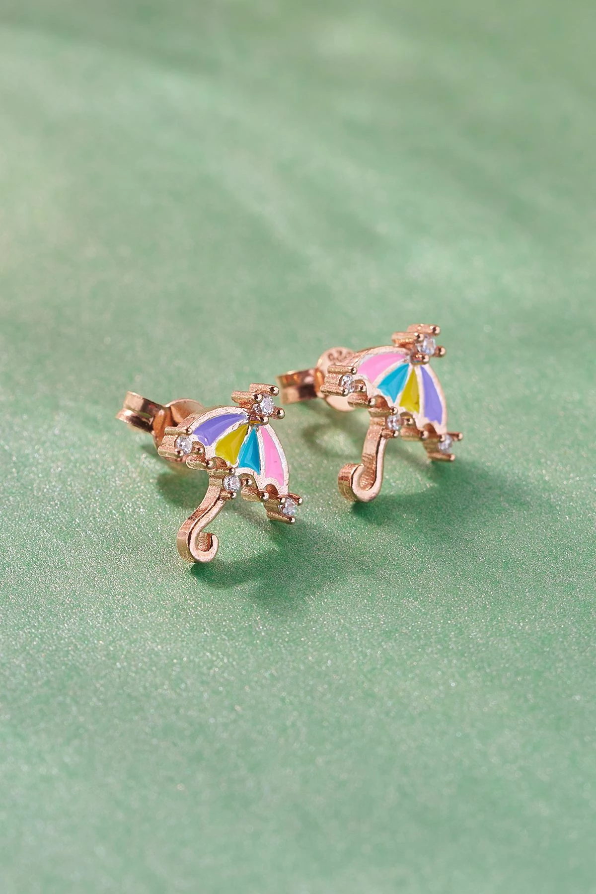 Viseči uhani rožnato-zlate barve, Jumeon, 10404ROS