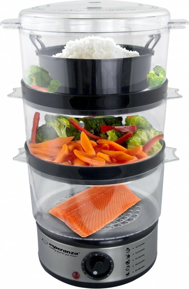 Parni kuhalnik Esperanza STEAM VOLCANO EKG009, 7,5 L, črn/nerjaveče jeklo