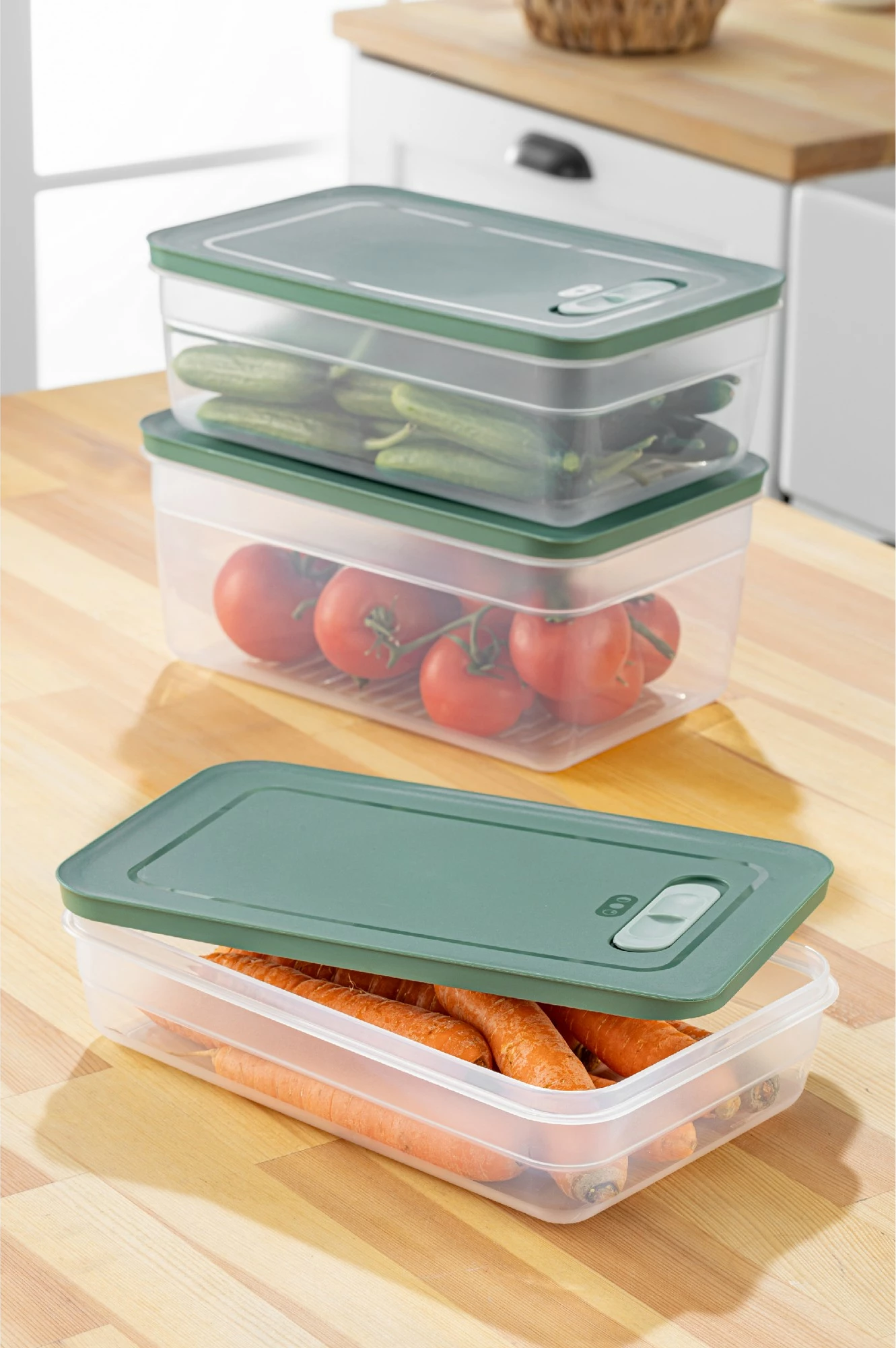 Set plastičnih škatel za organizacijo (3 kosi), Hermia HK3LU, zelene