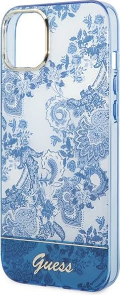 Ovitek Porcelain Collection za iPhone 14 Plus 6,7", Guess, moder