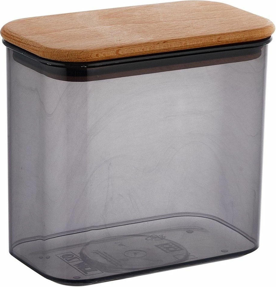 Škatla za organizacijo, antracit barve, z lesenim pokrovom, Hermia Concept ACJWL01R14, 15,5 x 9,5 x 14 cm (1 kos)