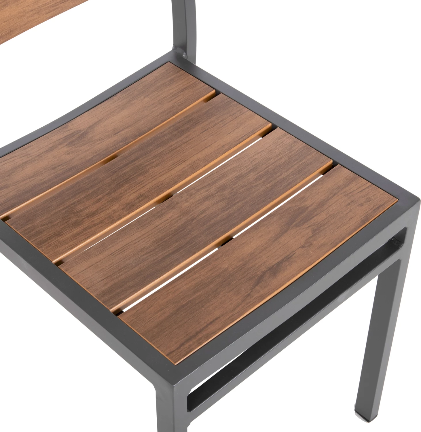 Aluminijast stol SAGA FH6063.02, temno siv, s polywood, 46x52x86H cm