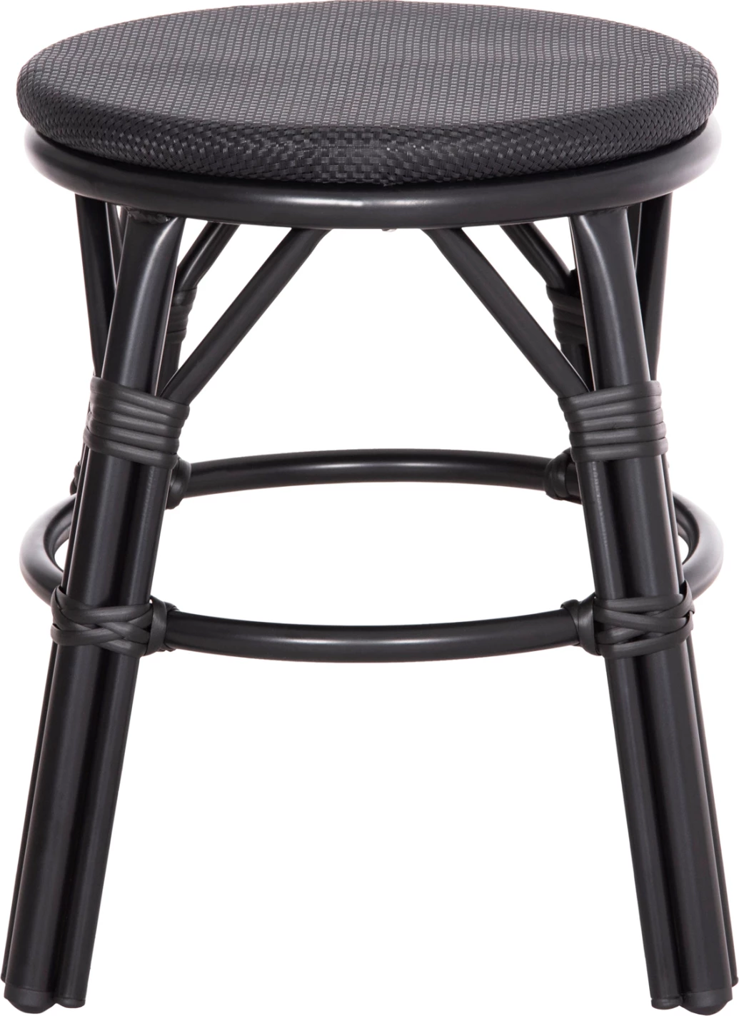 Aluminijasti okrogli stol CHINO FH6285.02 videz bambusa & tekstilen v črni barvi Φ36x46Hcm