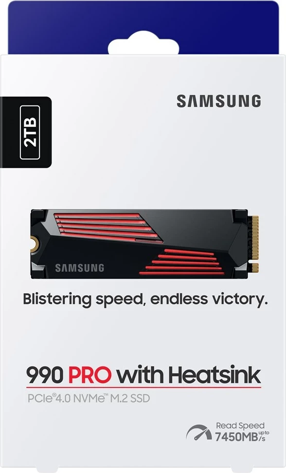 SSD z heatsinkom Samsung 990 PRO, 2 TB, M.2, PCI Express 4.0, NVMe, črn