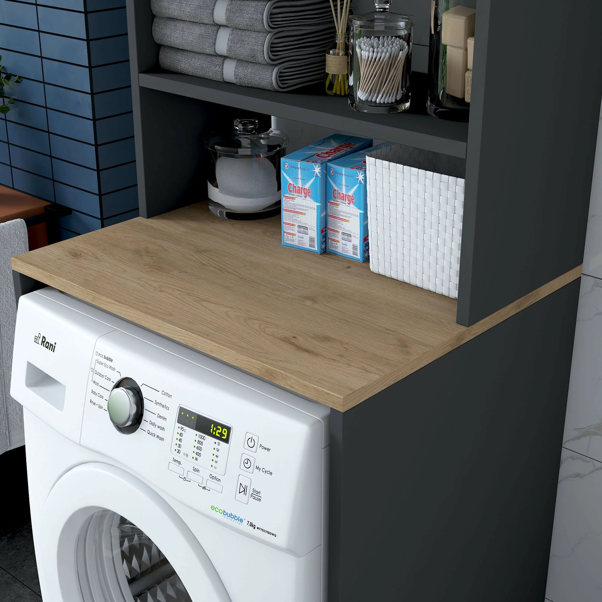 Omara za pralni stroj, barva oreh in antracit, Hanah Home KD101 - 2674