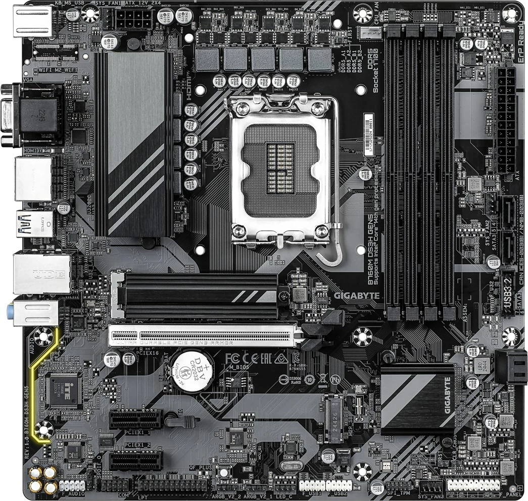 Matična plošča Gigabyte B760M DS3H GEN5, Socket LGA 1700, DDR5, ATX