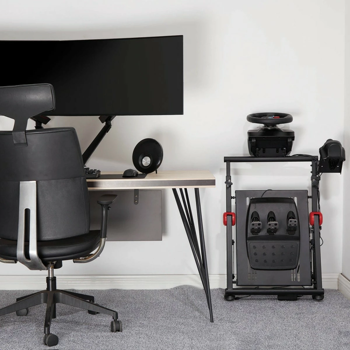 Zložljiv stalek za volan Audiocore RS155, za PC/PlayStation/Xbox, črn