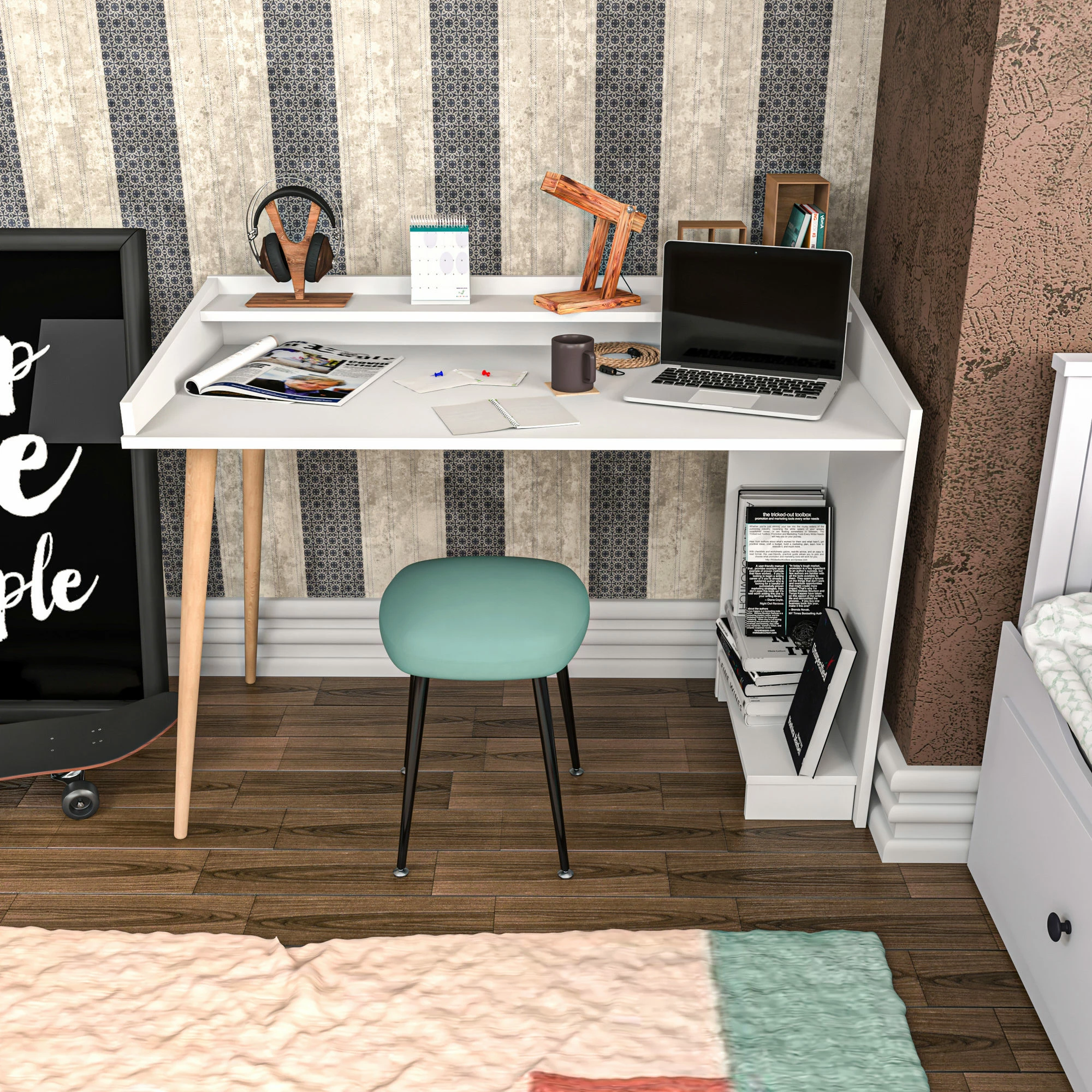 Delovna miza za študij, bela, Skye Decor Vanessa