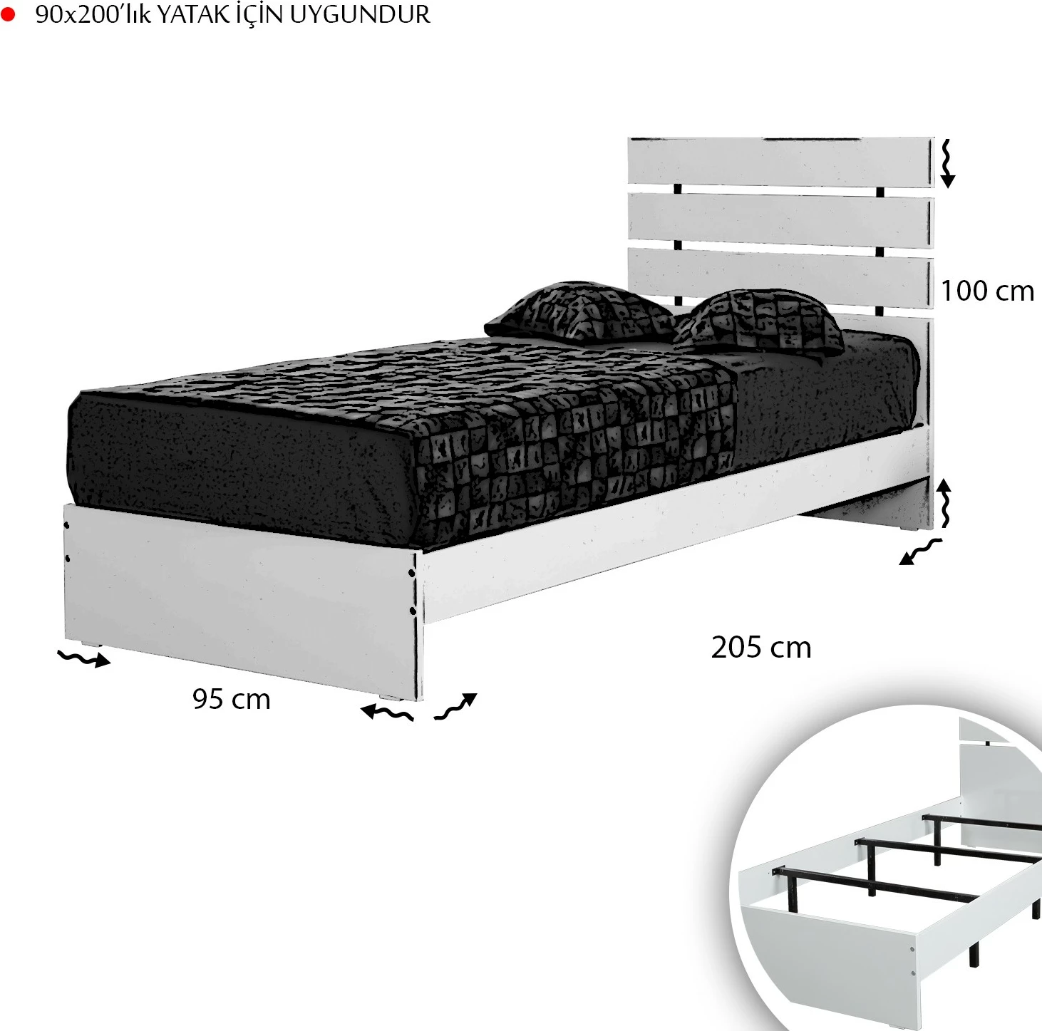 Enojna postelja Fuga 90, bela, Hanah Home