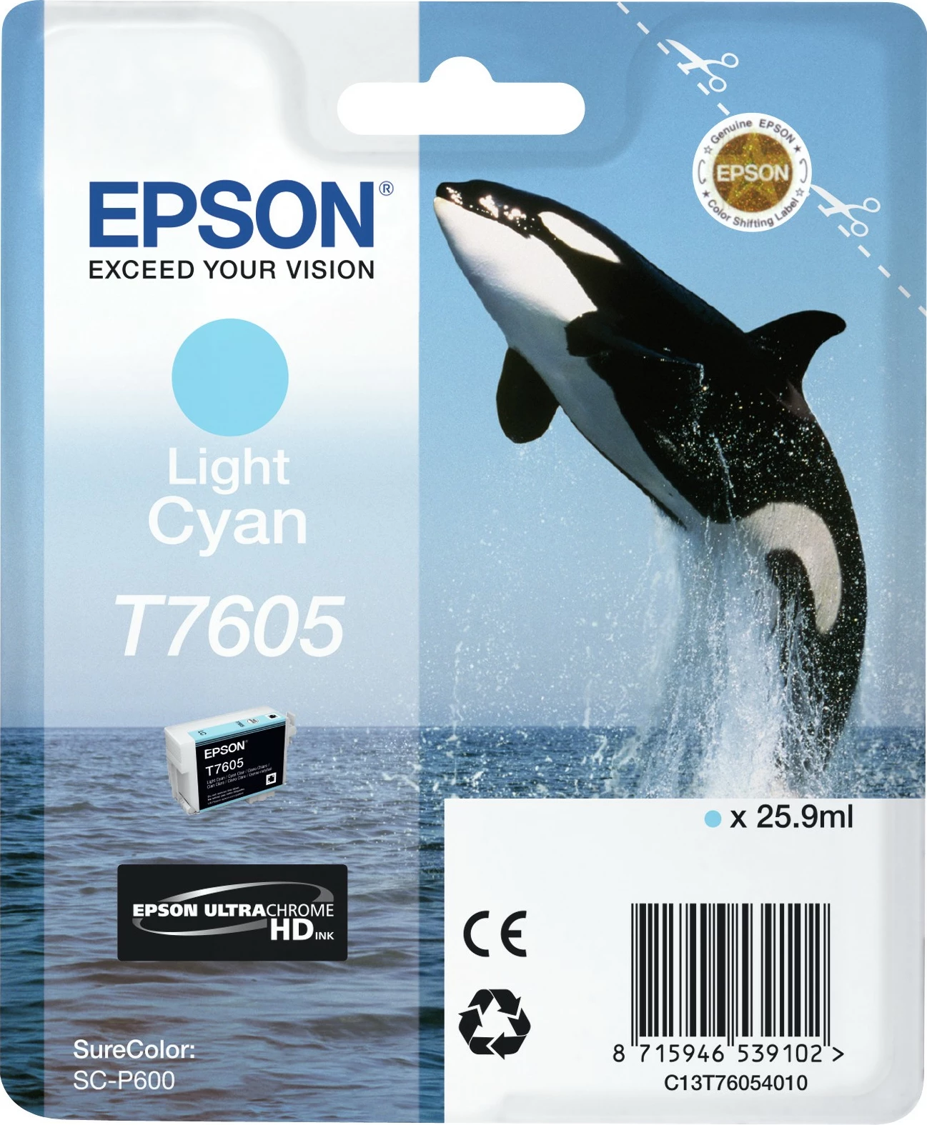 Toner Light Cyan za Epson SureColor SC-P600 T7605, 25.9 ml