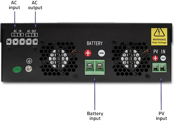 Hibridni solarni inverter Qoltec 53876, 2,4 kW, MPPT 80A, sinus, črno/bel
