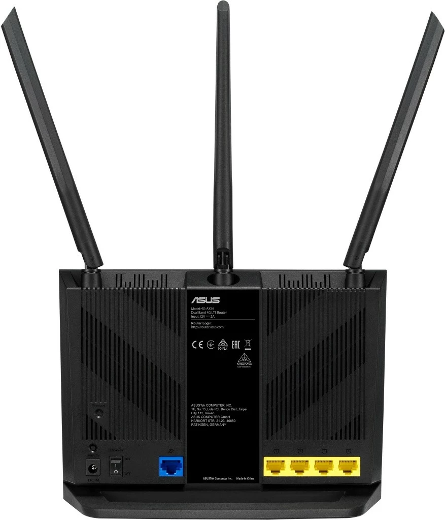 Usmerjevalnik 4G WiFi 6 AX1800 Asus 4G-AX56, 4x LAN, 1x WAN, 1x SIM, črn