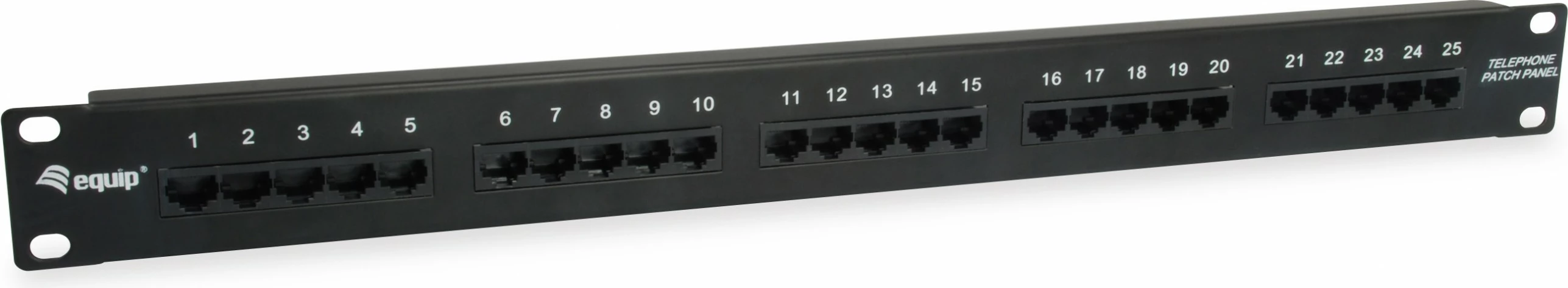 Patch panel ISDN 25 vrat, Cat3, 1U, za vgradnjo v rack, črn Equip