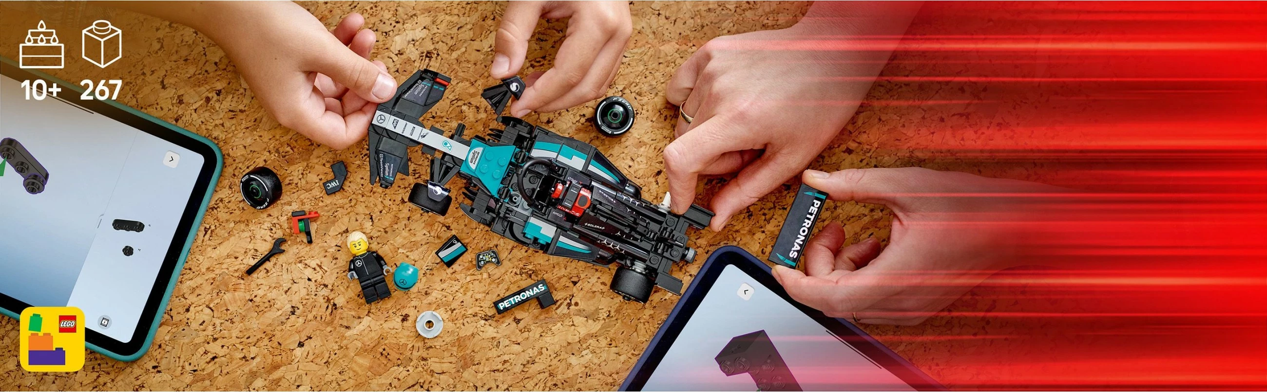 Model dirkalnega avtomobila Mercedes-AMG F1 W15, komplet LEGO, 267 kosov, večbarven
