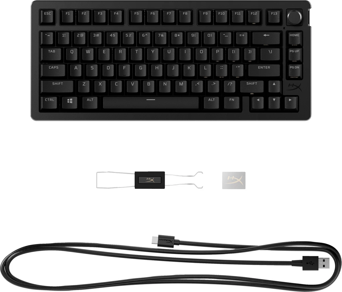 Mehanska tipkovnica HyperX Alloy Rise 75 7G7A4AA#ABA, 75% US-International razporeditev, velikost S, črna
