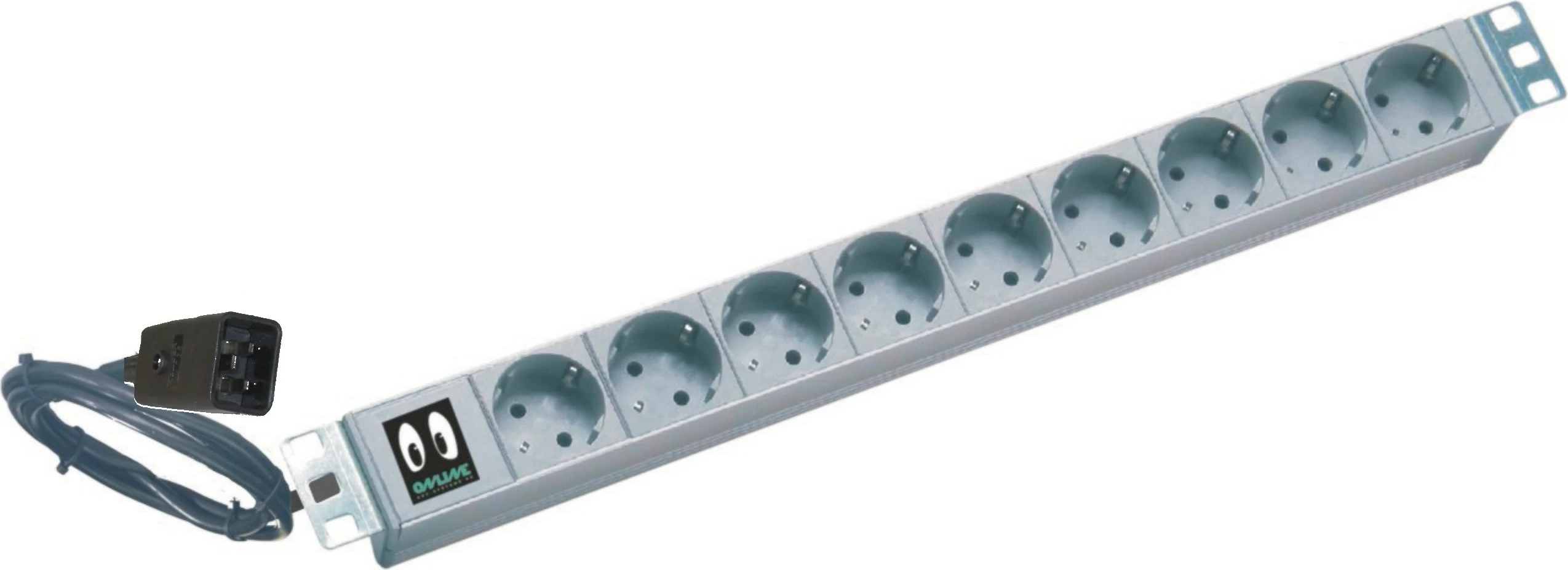 Omrežni razdelilec za 19 inch omare, 9 vtičev, 16A, Kaltgerätestecker, Online USV-Systeme, siv