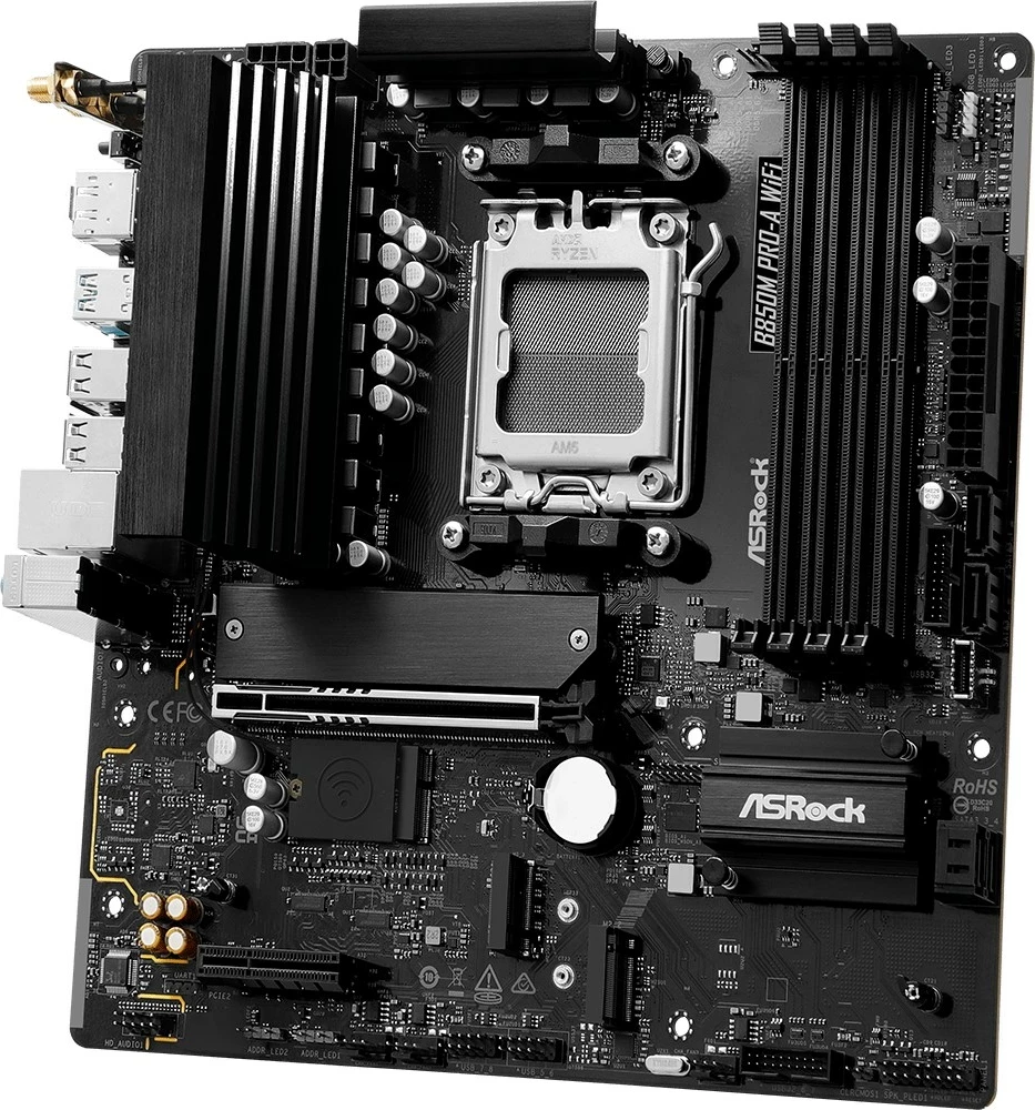 Mati mikro ATX plošča Asrock B850M Pro-A WiFi, Sockel AM5, črna