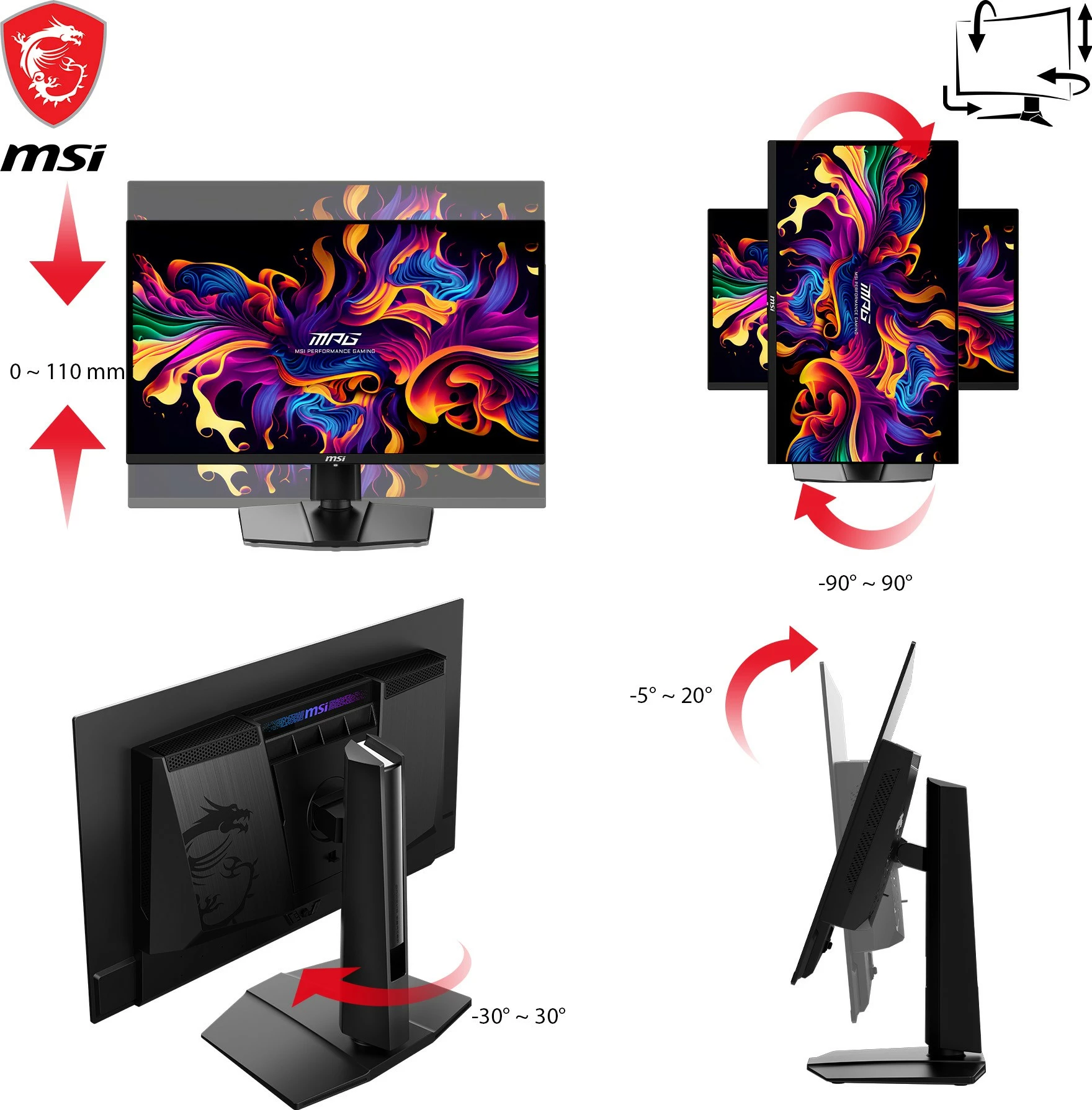 Gaming monitor 27-palčni QD-OLED, WQHD, 360Hz — MSI MPG 271QRXDE