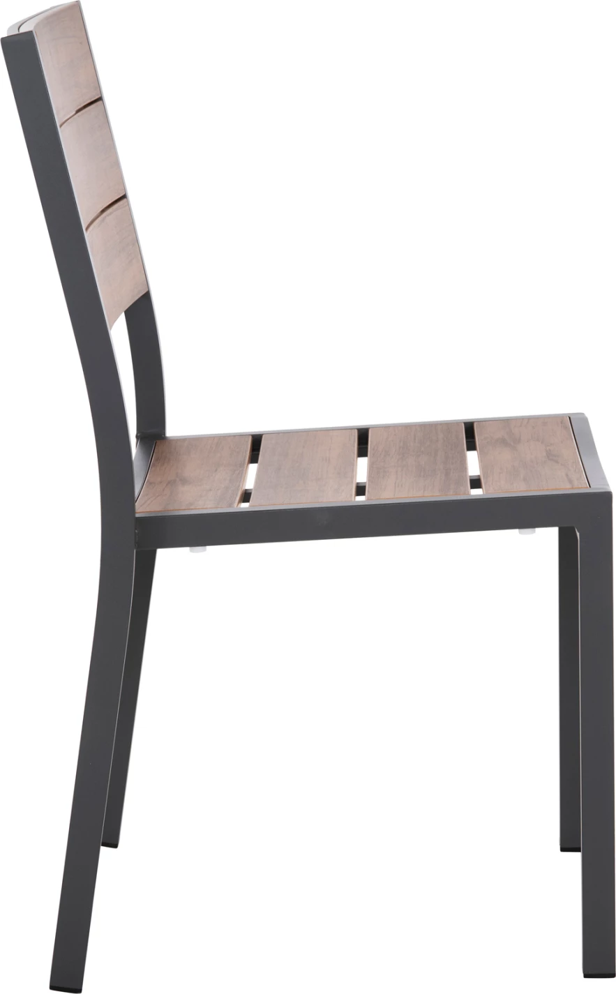 Aluminijast stol SAGA FH6063.02, temno siv, s polywood, 46x52x86H cm