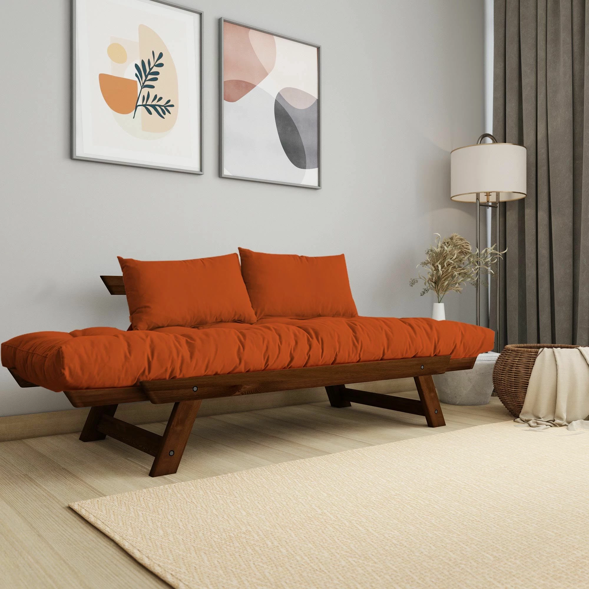 Raztegljiva 2-sedežna sofa, rjava in oranžna, Skye Decor, CPT8173-210