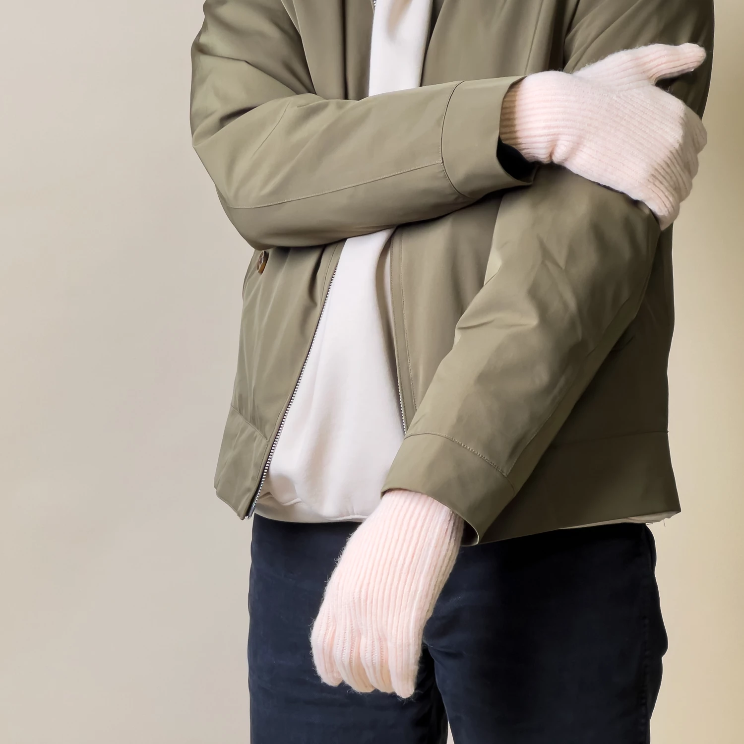 Pletene rokavice z odprtinami za prste, rožnate Hurtel