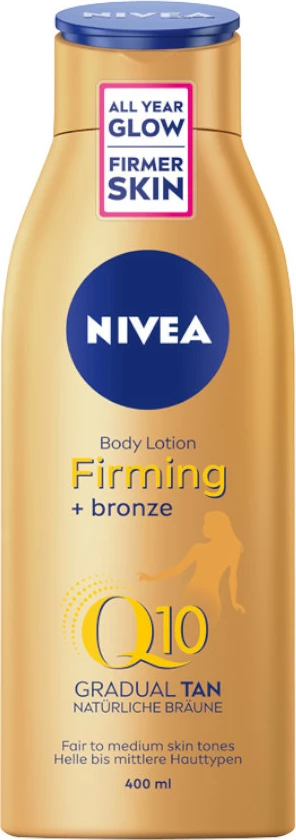 Losion za telo za ženske z učvrstitvijo in blagim bronzanim učinkom Nivea Q10 Firming + Bronze, 400 ml