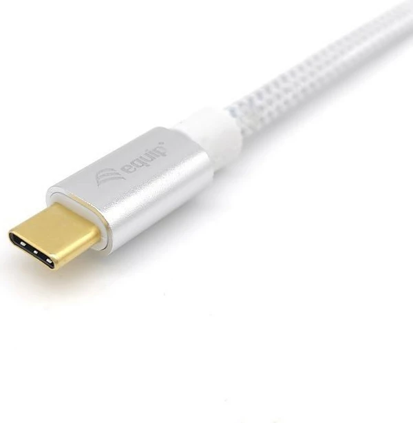 Kabel USB C na USB C Equip USB 3.2 Gen 2, 1 m, 100 W, srebrno/belo