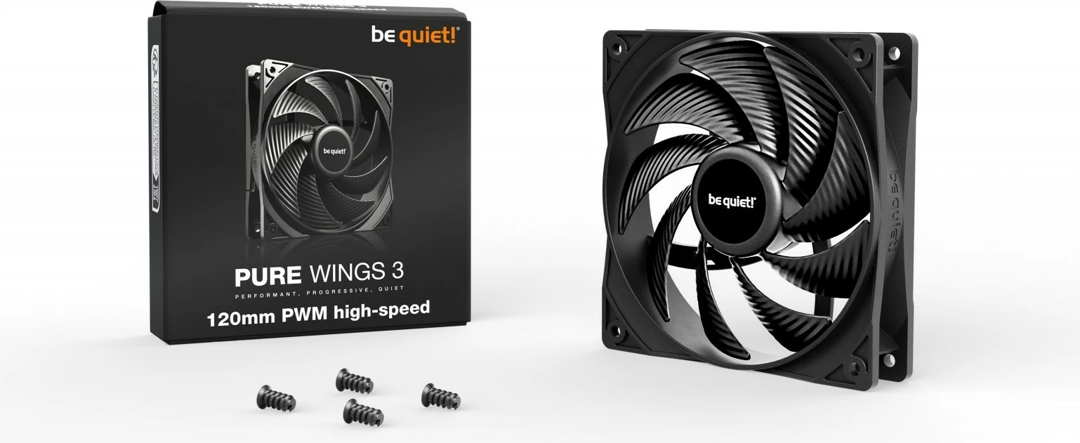Ventilator za računalniško ohišje Be quiet! Pure Wings 3, 120 mm, PWM, črn