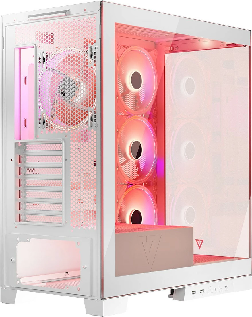 Ohišje MODECOM Volcano Space ARGB, Midi Tower, kaljeno steklo, belo