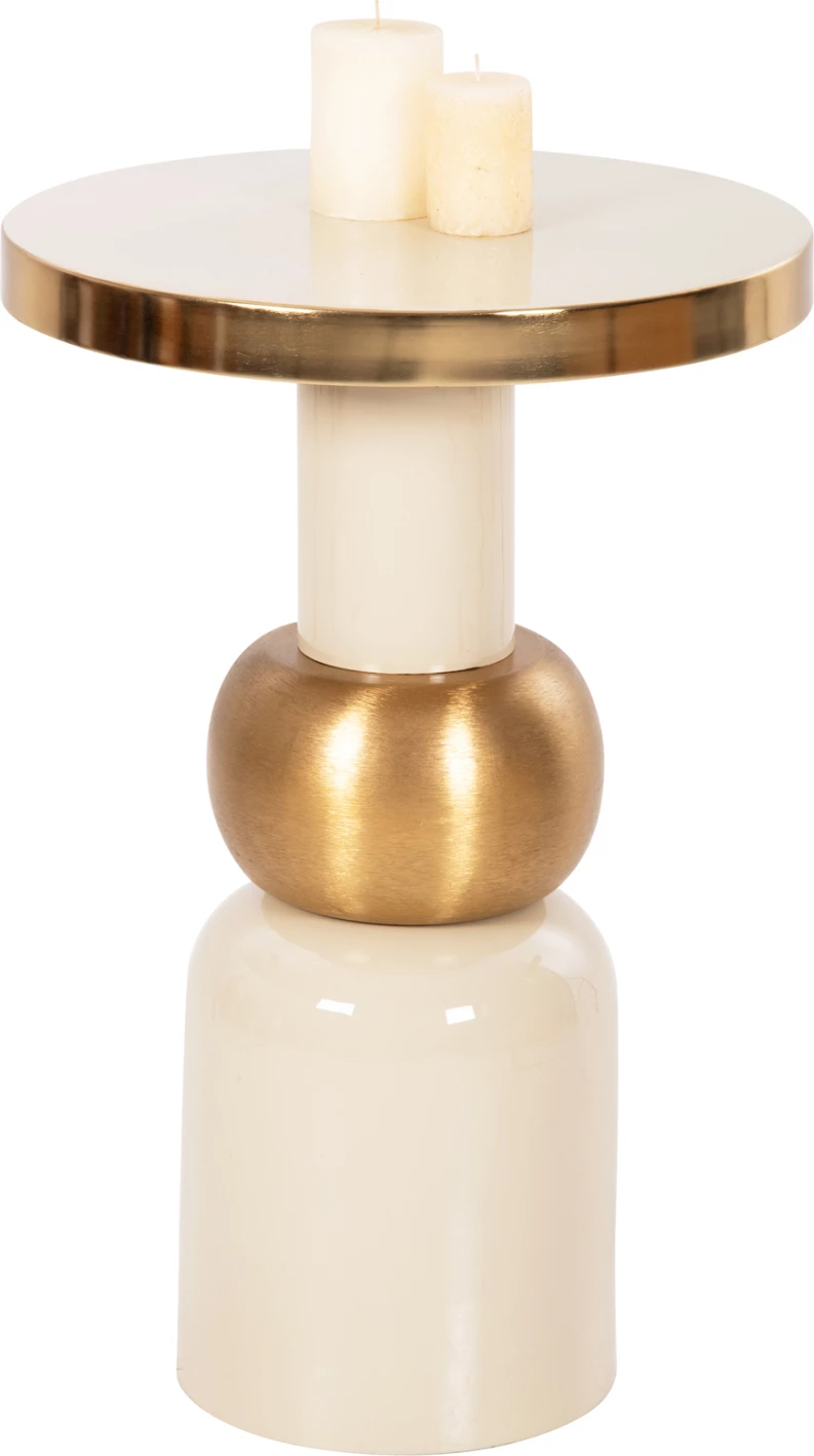 Pomožna miza AMBUR FH4238.03 kovinska v ecru-zlati barvi Φ40,5x62Hcm