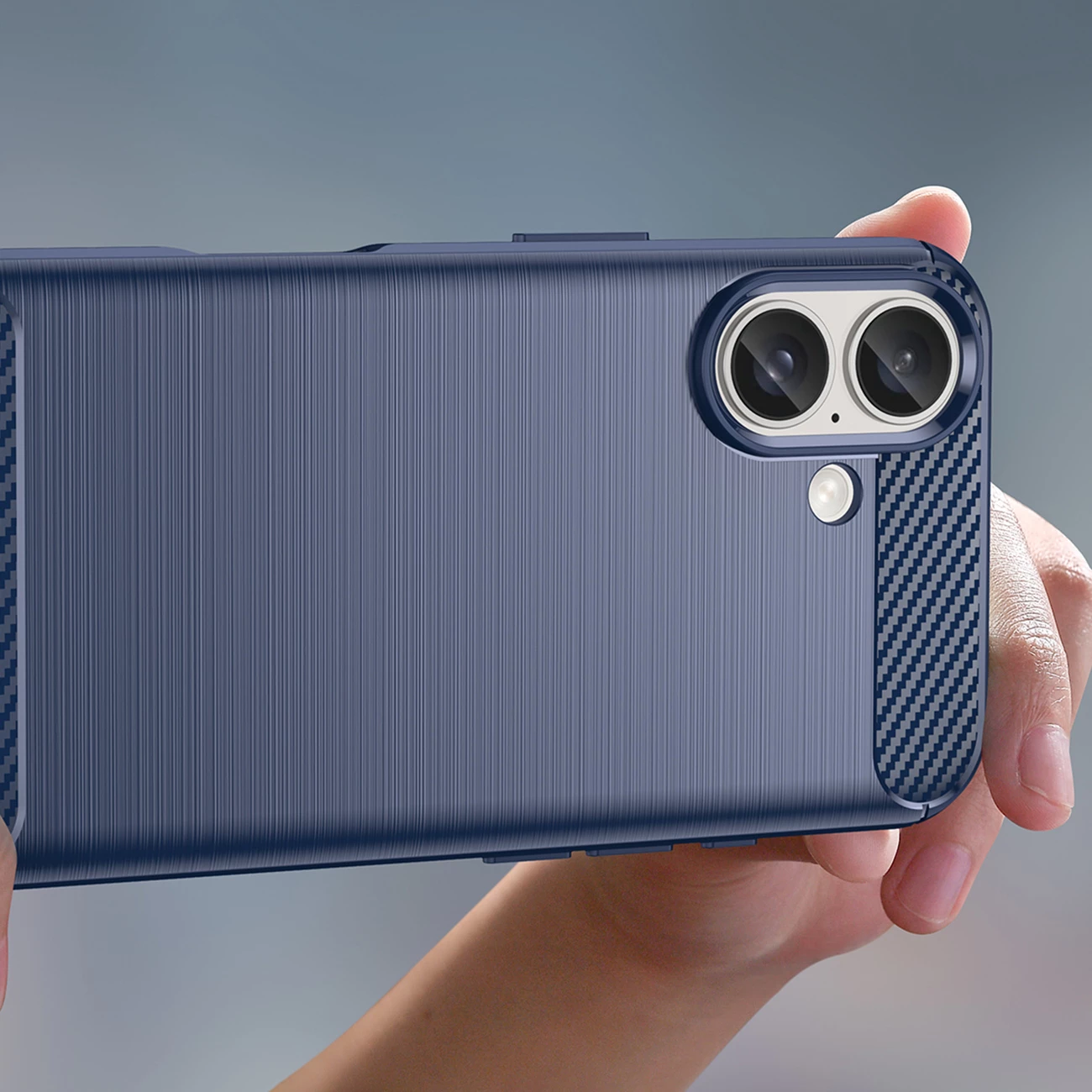 Ovitek za telefon Hurtel Carbon Case za iPhone 16 Plus, TPU, modra
