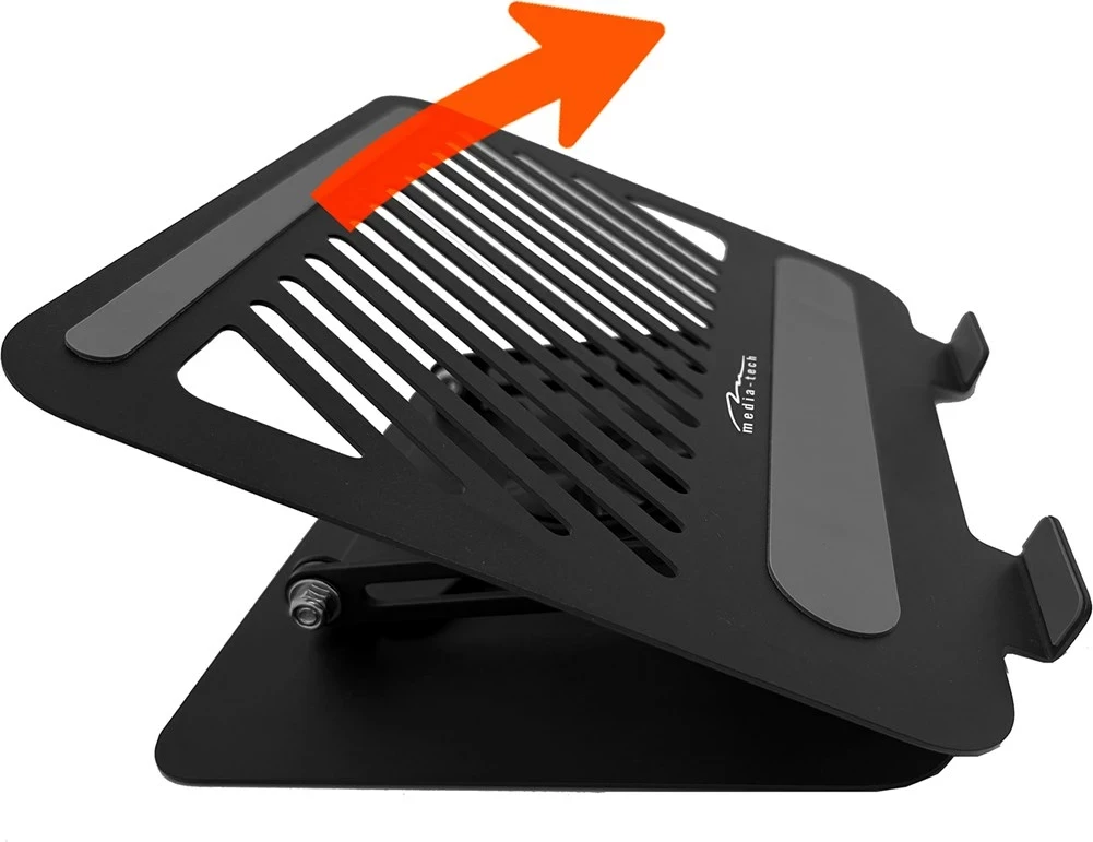 Nastavljivo vrtljivo ergonomsko stojalo za prenosnik, Media Tech MT2662, 10–17" črno