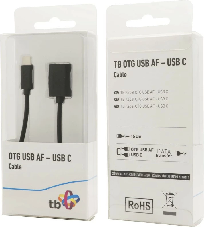 OTG kabel USB Type-C, 15 cm, črn, TB