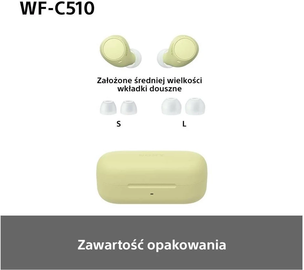 Slušalke True Wireless, Sony WF-C510, Bluetooth 5.3, rumene