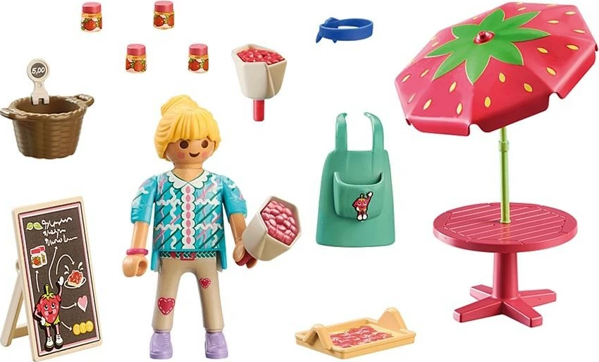 Stojnica z jagodnim džemom, komplet figuric Playmobil Country 71445, 26 kosov